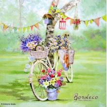 Serwetka decoupage firmy AMBIENTE wiosenny rower 33x33cm